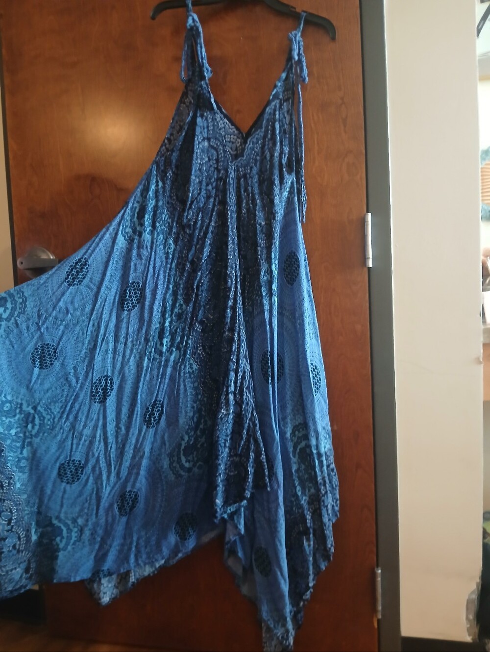 INDIA blue mandala print boho maxi dress